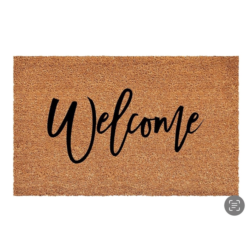 Welcome Coir Doormat - Brown and Black
